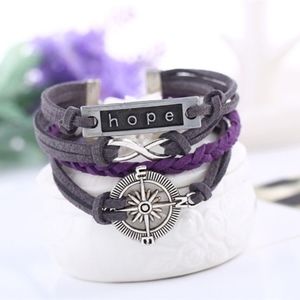 Multilayer Leather Compass Infinity Charm Bracelet